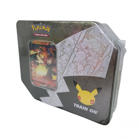 Pokemon TCG Celebrations Lance's Charizard V Tin – 8 Booster Packs EN