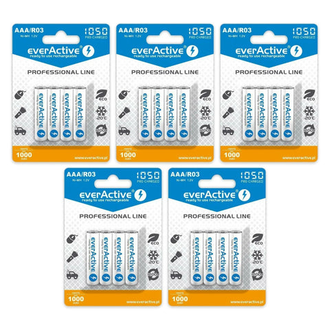 20x everActive Professional AAA 1050mAh NiMH batteries (5 blister cards of 4)