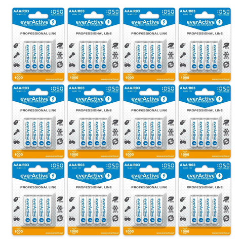 48x everActive Professional AAA 1050mAh NiMH batteries (12 blister cards of 4)