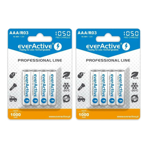 8x everActive Professional AAA 1050mAh NiMH batteries (2 blister cards of 4)