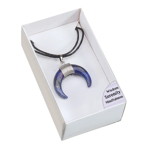 Lapis Lazuli Crescent Moon Amulet Pendant Necklace by Lo Scarabeo