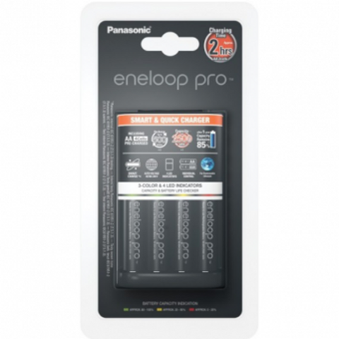4x Panasonic Eneloop Pro AA Batteries + BQ-CC55 Smart Charger Set