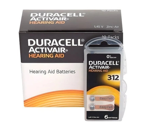 120x Duracell Activair 312 Hearing Aid Batteries Zinc Air 1.45V Mercury