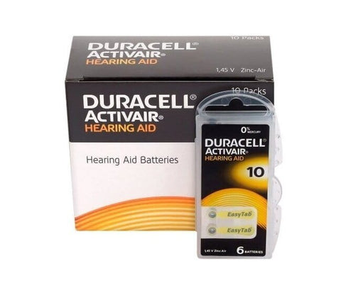 6x Duracell Activair Hearing Aid Batteries Size 10 Zinc Air 1.45V Mercury Free