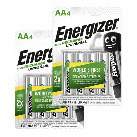 8x Energizer AA 1300mAh NiMH Rechargeable Batteries 1.2V HR6 Universal