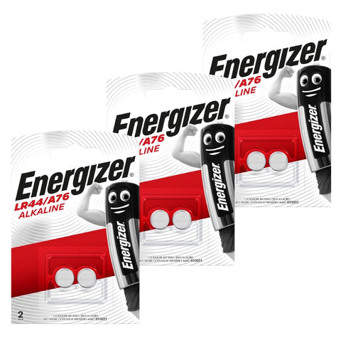 6x Energizer LR44 A76 AG13 1.5V Alkaline Button Cell Batteries