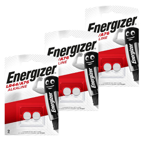 6x Energizer LR44 A76 AG13 1.5V Alkaline Button Cell Batteries