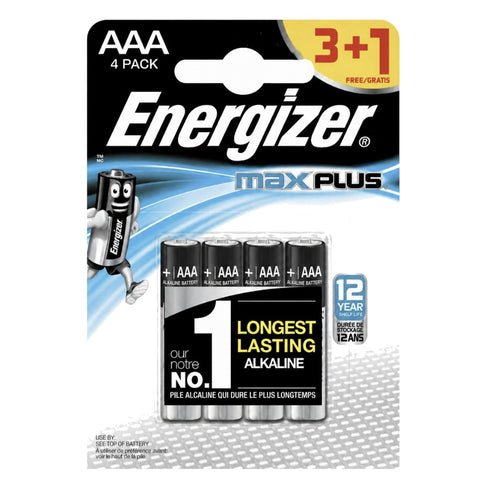 4x Energizer Max Plus AAA Alkaline 1.5V LR03 MN2400 Batteries