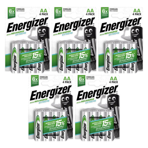 20x Energizer Recharge Extreme AA 2300mAh NiMH batteries (5 blister cards of 4)