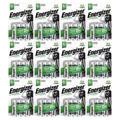 48x Energizer Recharge Extreme AA 2300mAh NiMH batteries (12 blister cards of 4)