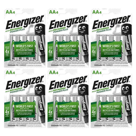 24x Energizer Recharge Power Plus AA 2000mAh NiMH rechargeable batteries, 6 blister cards