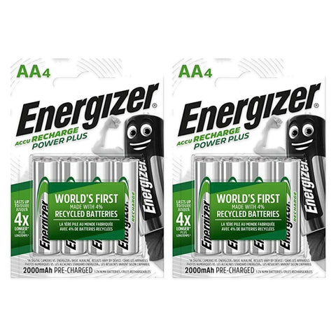 8x Energizer Recharge Power Plus AA 2000mAh NiMH rechargeable batteries, 2 blister cards
