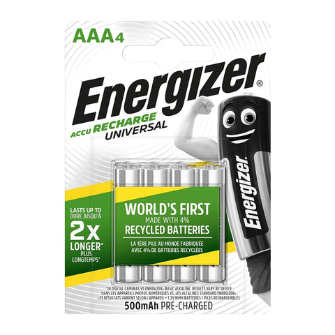 Energizer Recharge Universal AAA 500mAh NiMH Batteries – original 4-pack