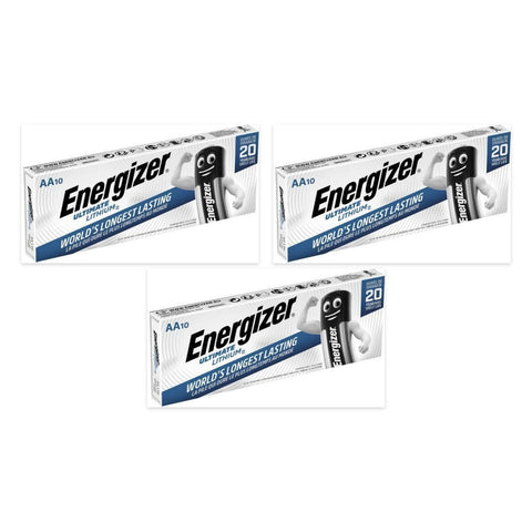 30x Energizer Ultimate Lithium AA L91 Batteries – 3 boxes of 10
