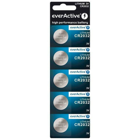 5x EverActive CR2032 3V Lithium Coin Cell Button Batteries DL2032