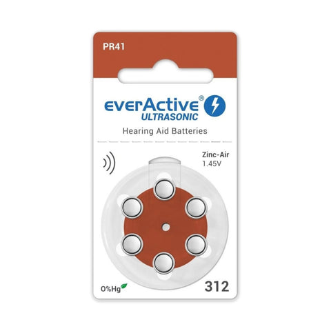 EverActive Ultrasonic size 312 PR41 hearing aid batteries single