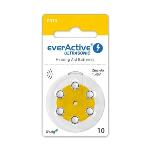 EverActive Ultrasonic size 10 PR70 hearing aid batteries single