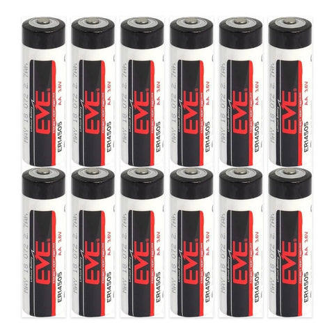 12x EVE ER14505 AA 3.6V Lithium Li-SOCl2 Batteries