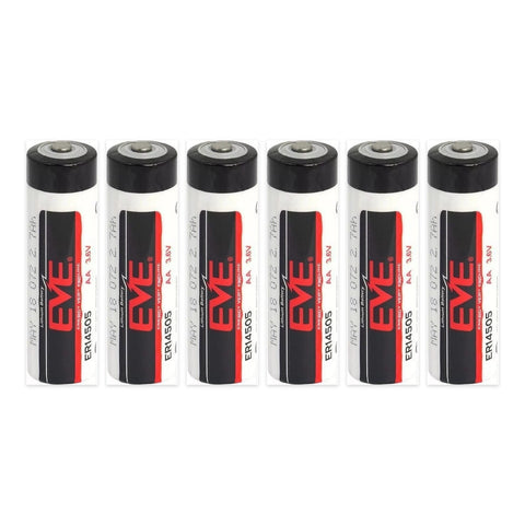 6x EVE ER14505 AA 3.6V Lithium Li-SOCl2 Batteries