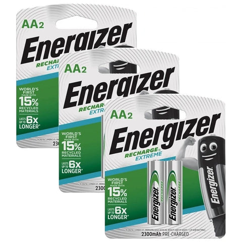 6x Energizer Recharge Extreme AA 2300mAh NiMH Rechargeable Batteries