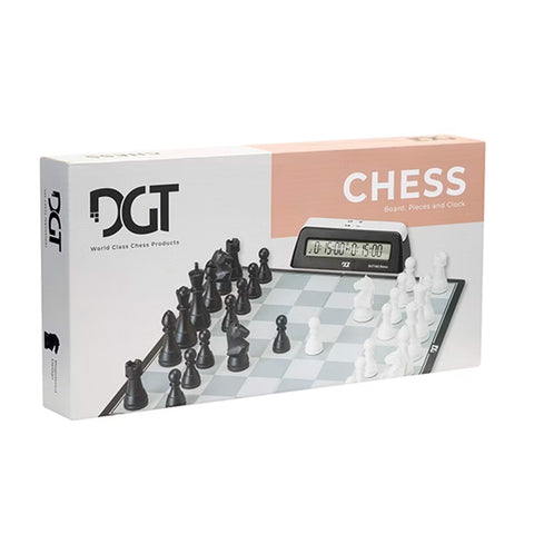 DGT Chess Set with DGT1002 Bonus Clock, Kids Size Staunton Pieces