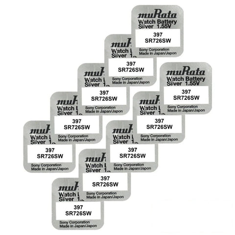 10x Murata 397 SR726SW 1.55V Silver Oxide Watch Batteries