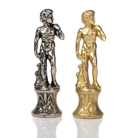 Italfama Florentine Metal Chess Set, Gold/Silver, Wooden Board, Handcrafted