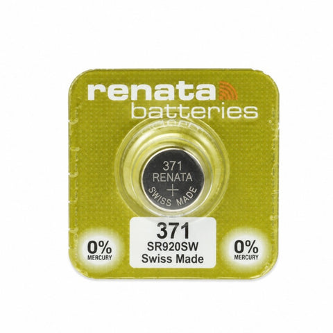 Renata 371 SR920SW Silver Oxide Watch Batteries 1.55V Swiss Made