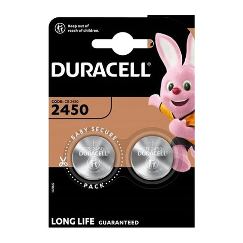Duracell CR2450 3V Lithium Coin Cell Batteries 2-Pack
