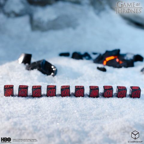 Game of Thrones Targaryen D6 Dice Set 10pc Black Red Licensed Q-Workshop