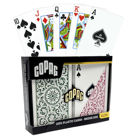 Copag 100% Plastic Bridge Size Playing Cards Set Green & Burgundy