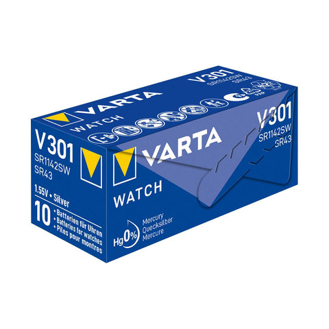 10x Varta 301 SR1142SW Silver Oxide Watch Button Cell Batteries