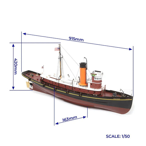 OcCre Hercules Steam Tugboat 1:50 Wooden Ship Model Kit 915mm