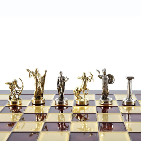 Giants Battle Chess Set Gold & Silver Chessmen Board 36Cm Manopoulos S18Red