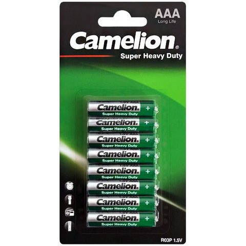 8x Camelion AAA 1.5V R03P Zinc Carbon Super Heavy Duty Batteries