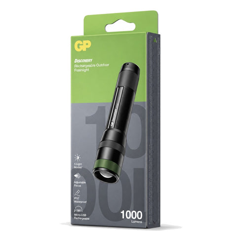 GP CR42 Rechargeable LED Flashlight 1000 Lumen Outdoor Torch w/ Battery