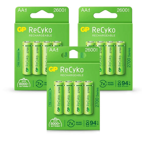 12x GP ReCyko+ AA 2600mAh 1.2V NiMH Rechargeable Batteries HR6 MN1500