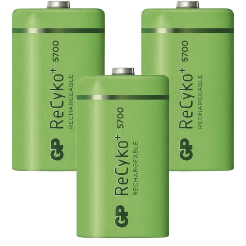3x GP ReCyko+ D 5700mAh NiMH 1.2V Rechargeable Batteries HR20