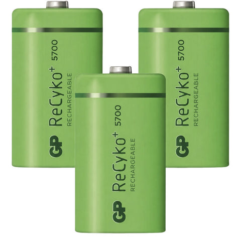 3x GP ReCyko+ D 5700mAh NiMH 1.2V Rechargeable Batteries HR20
