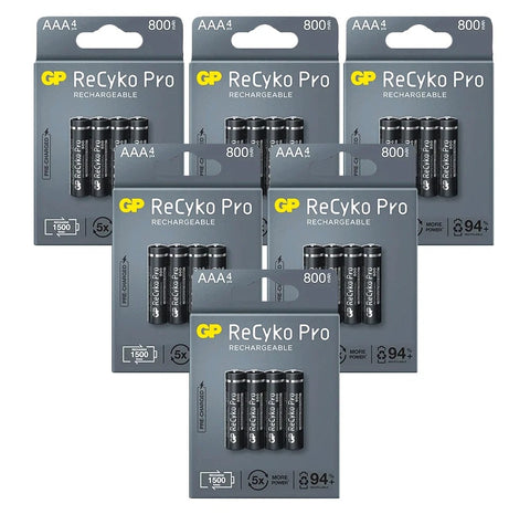 24x GP ReCyko Pro AAA R03 Rechargeable Batteries 800mAh 1.2V