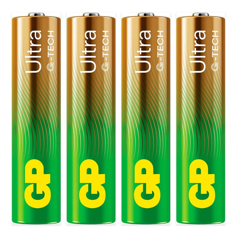 4x GP Ultra Alkaline AAA LR03 Batteries