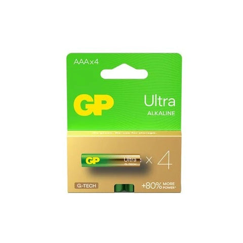 4x GP Ultra AAA Alkaline Batteries 1.5V LR03 Mercury Free