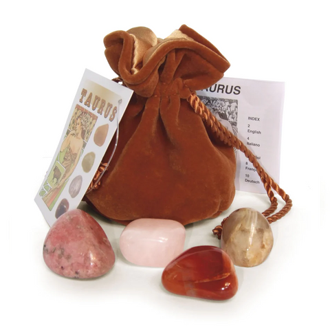Aries Zodiac Crystal Talisman Set 4 Stones with Velvet Bag Lo Scarabeo