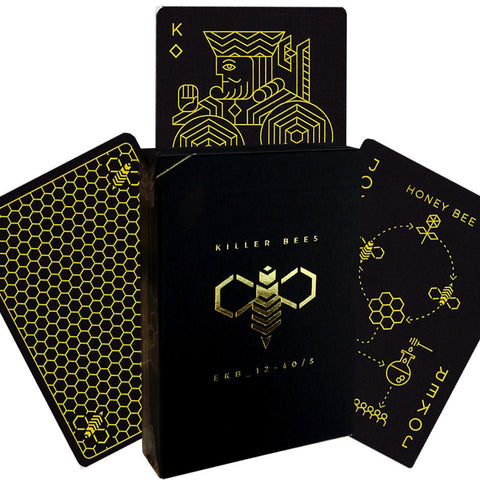 Ellusionist Killer Bees Back V2 Playing Cards Deck Black B9 Stock Cartamundi NEW