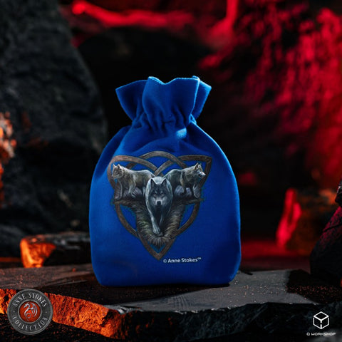 Anne Stokes Wolf Trio Dice Pouch Black Cotton RPG Bag Q-Workshop