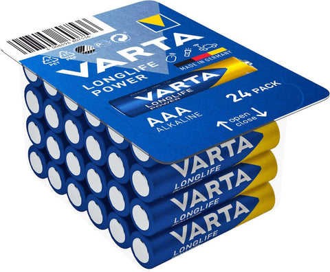 24x Varta Longlife Power AAA LR03 Alkaline Batteries 1.5V High Performance