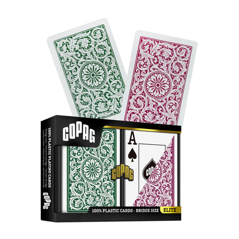 Copag Elite Bridge Size Playing Cards Double Deck Jumbo Burgundy Green