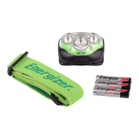 Energizer Vision HD+ LED Headlamp 350 Lumens Green + 3x AAA Batteries