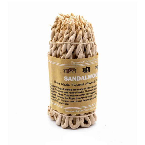 50x Sandalwood & Spice Rope Incense, Himalayan Herbal, Made in Nepal