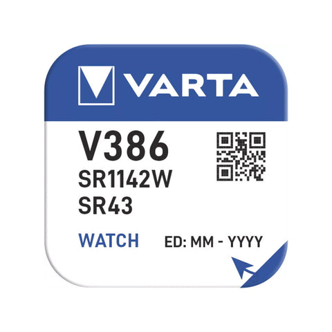 1x Varta V386 SR43 1.55V Silver Oxide Watch Coin Cell Battery